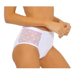Ella Moss White Sheer Dot Panels High Waist Bikini Bottom Size Small